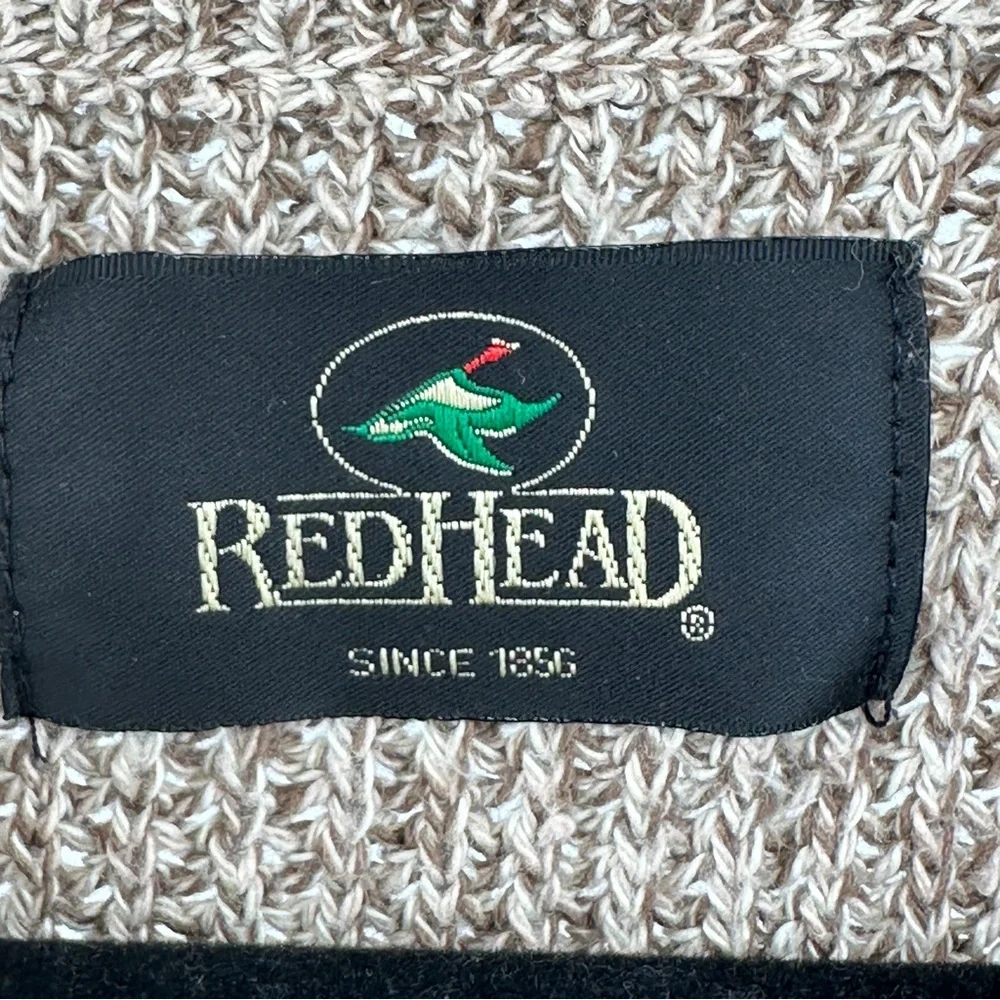 RedHead Large Tan Heather‎ Crewneck Henley Sweater Cotton Blend Rugged Outdoorsy